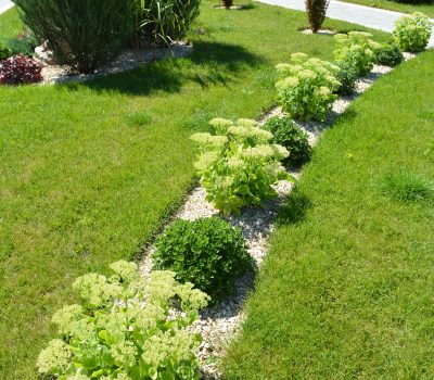 Fragments of modern design from landscaping in the garden, park, square, recreation area